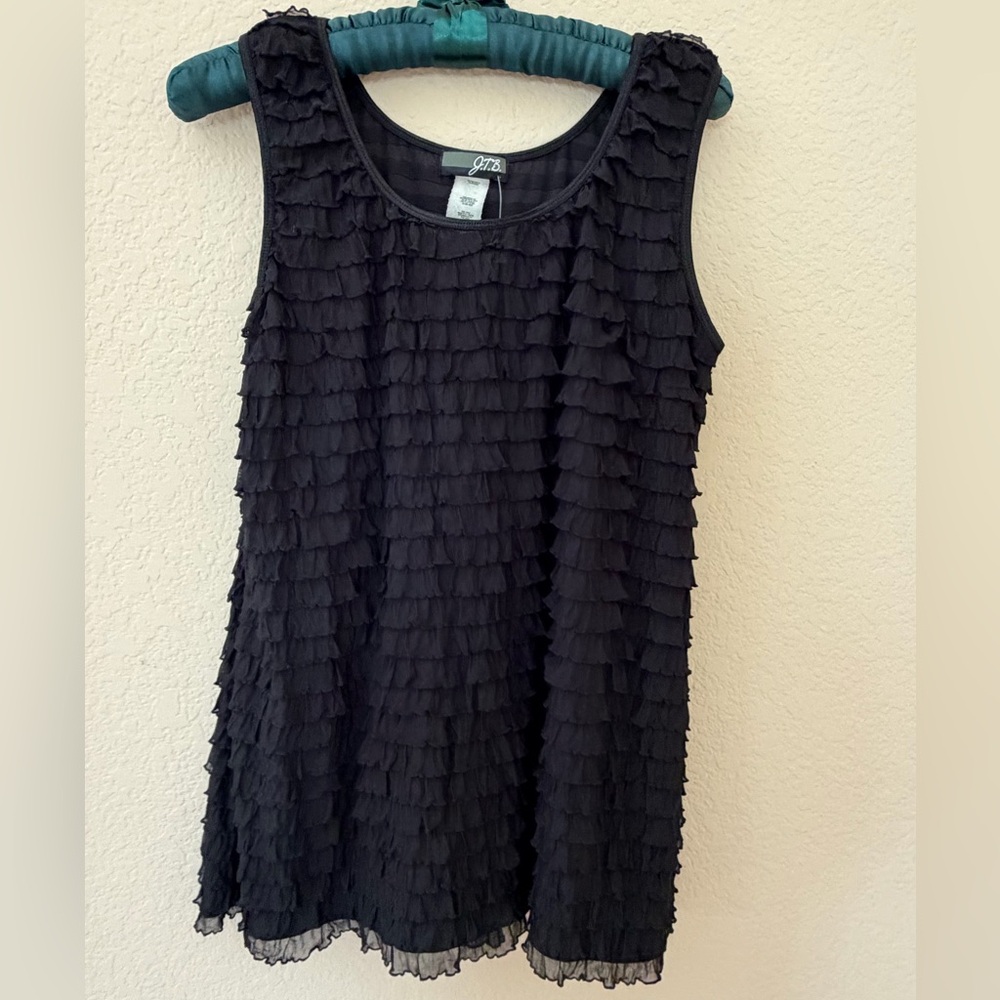 JTB Black Ruffled Sleeveless Dress